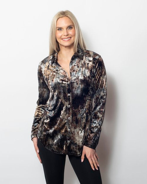 MarbleVelvet Buttoned Shirt