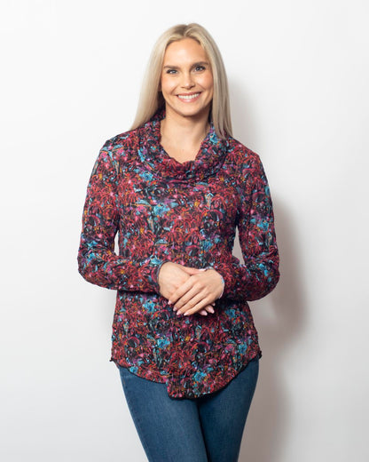 Crinkle Cowl Neck Longsleeve