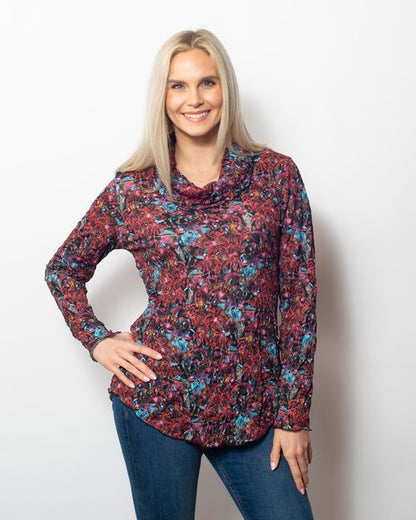 Crinkle Cowl Neck Longsleeve