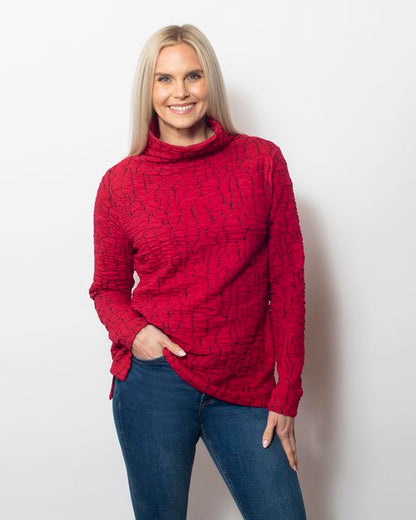 Blister Knit Funnel Neck