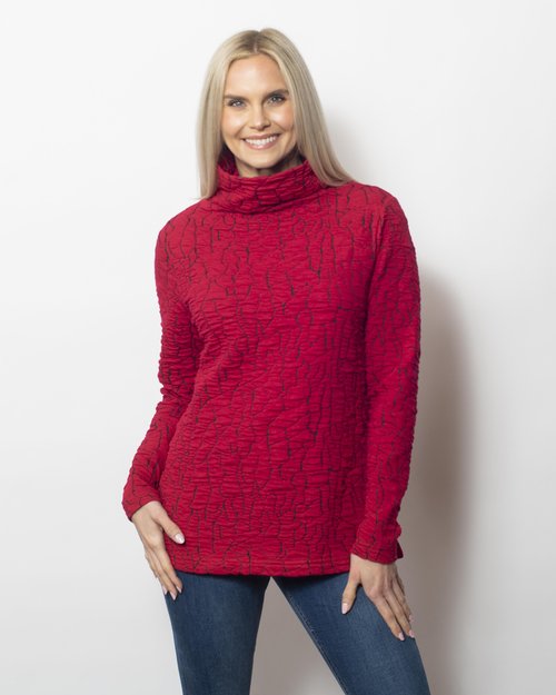 Blister Knit Funnel Neck