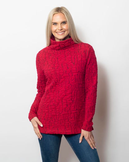 Blister Knit Funnel Neck