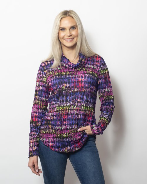 Crinkle Cowl Neck Longsleeve