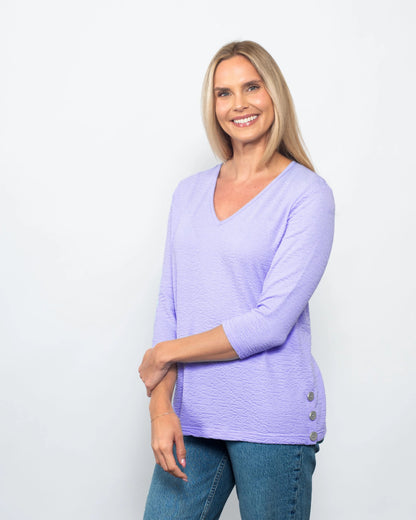 Seersucker V-Neck Blouse