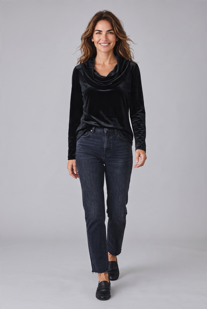 PlushTech Velvet Cowl Neck Top