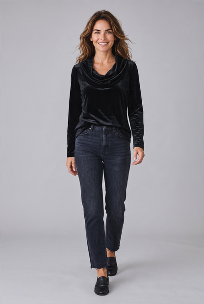 PlushTech Velvet Cowl Neck Top