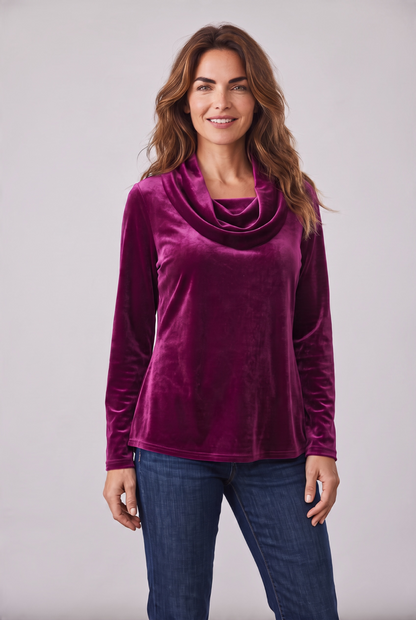 PlushTech Velvet Cowl Neck Top