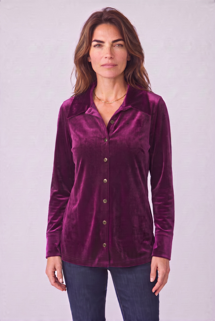 PlushTech Velvet Button Shirt