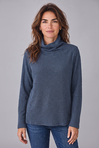 Seersucker Funnel Neck