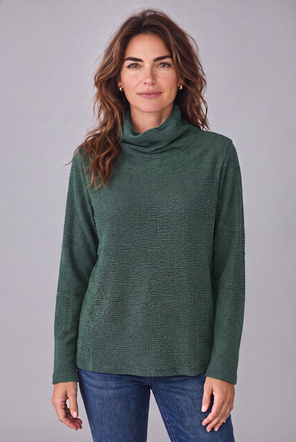 Seersucker Funnel Neck