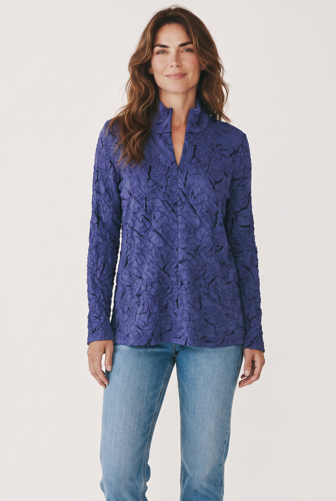 Blister Knit Concealed Quarter Zip Top