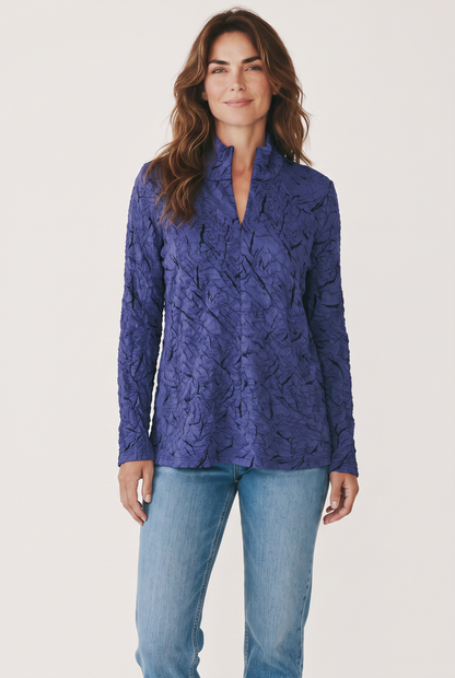 Blister Knit Concealed Quarter Zip Top