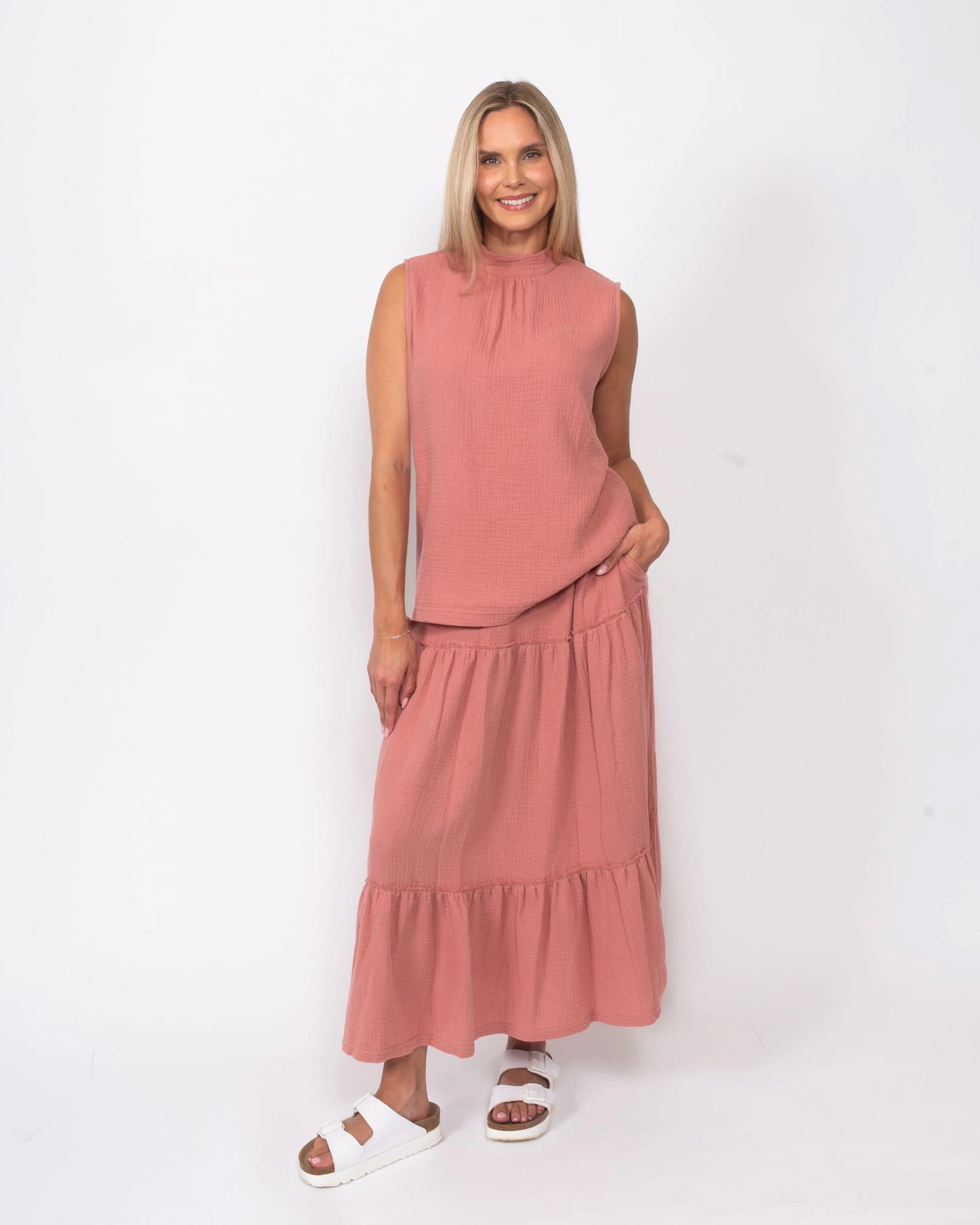 Organic Cotton Gauze Tiered Skirt