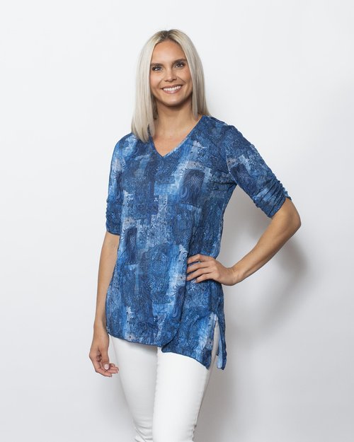 Crinkle V-Neck Blouse