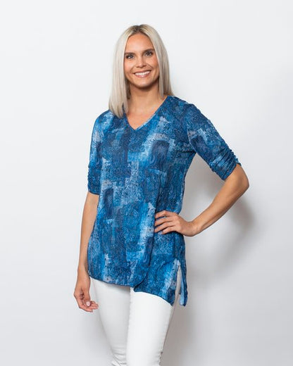 Crinkle V-Neck Blouse