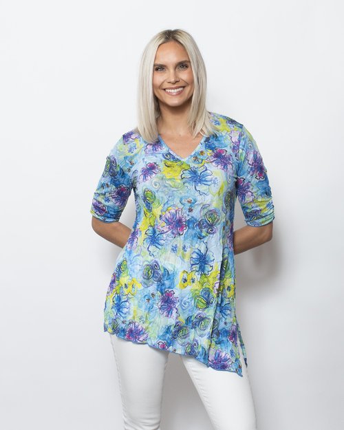 Crinkle V-Neck Blouse