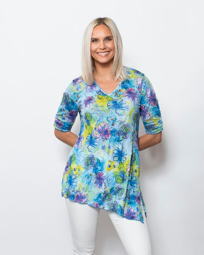 Crinkle V-Neck Blouse