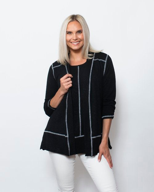 Seersucker Contrast Cardigan