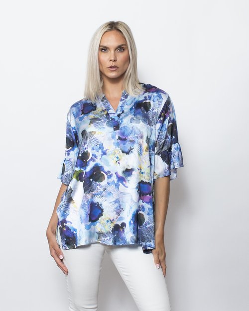 Printed Charmeuse Henley