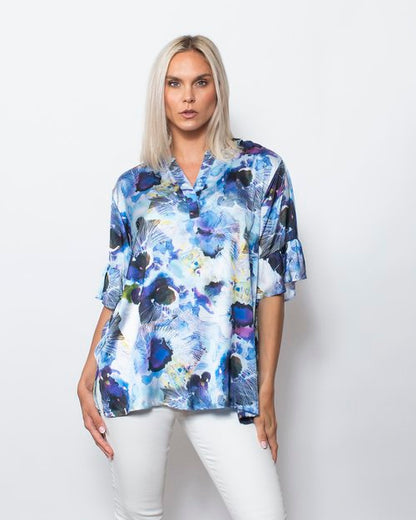 Printed Charmeuse Henley