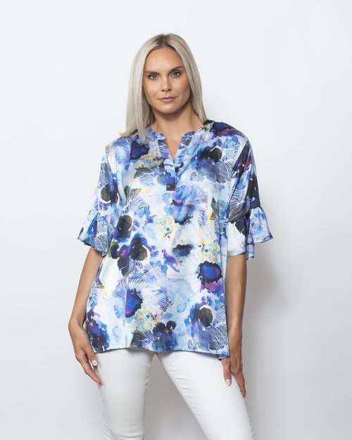 Printed Charmeuse Henley