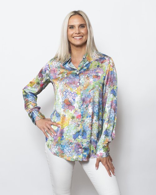 Printed Charmeuse Buttoned Shirt