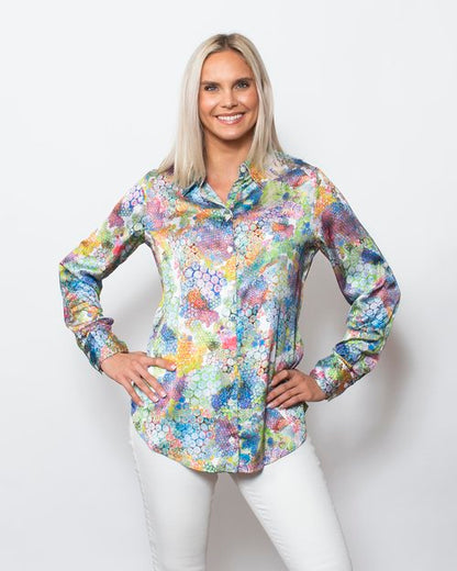 Printed Charmeuse Buttoned Shirt