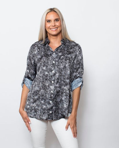 Printed Charmeuse Buttoned Shirt