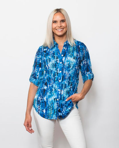 Crinkle Buttoned Blouse