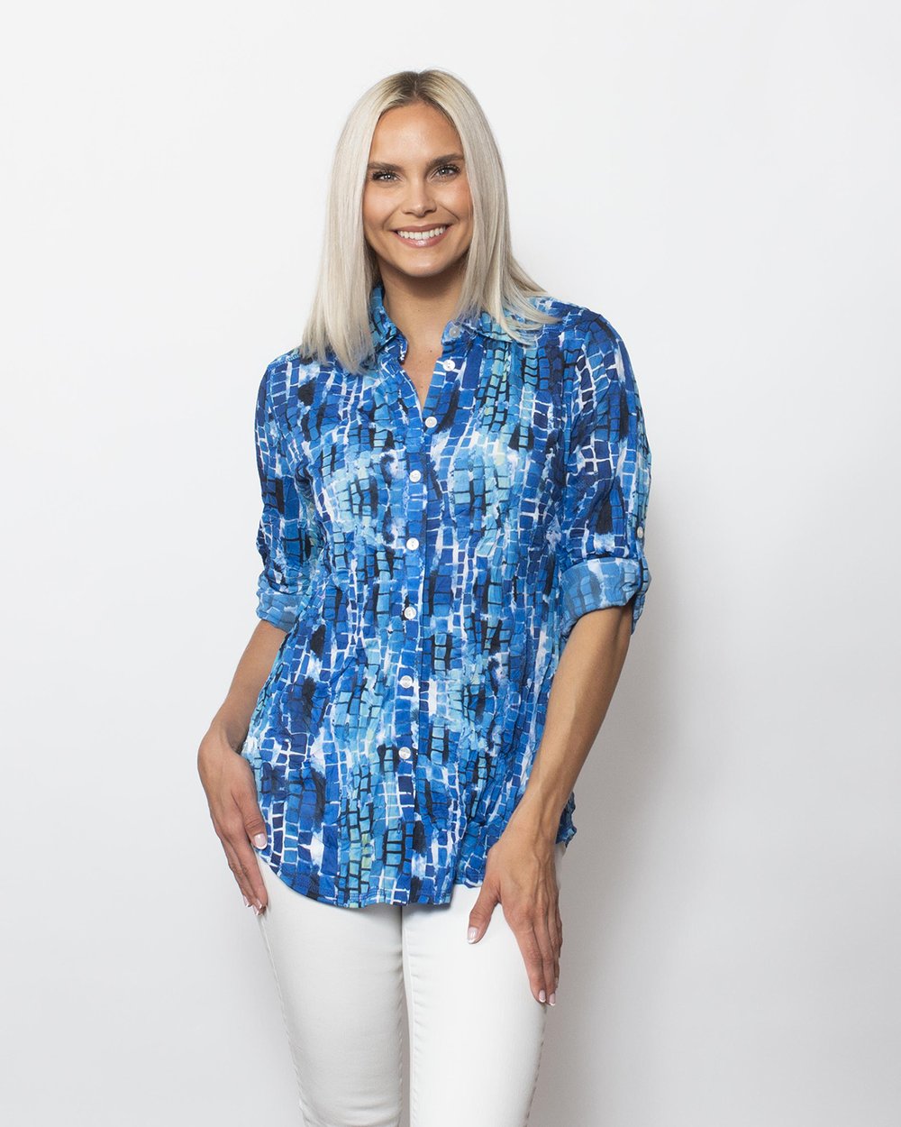 Crinkle Buttoned Blouse