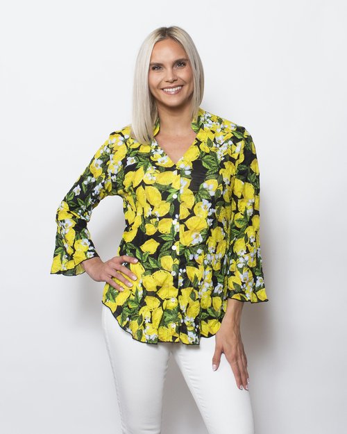 Crinkle Sweetheart Buttoned Blouse