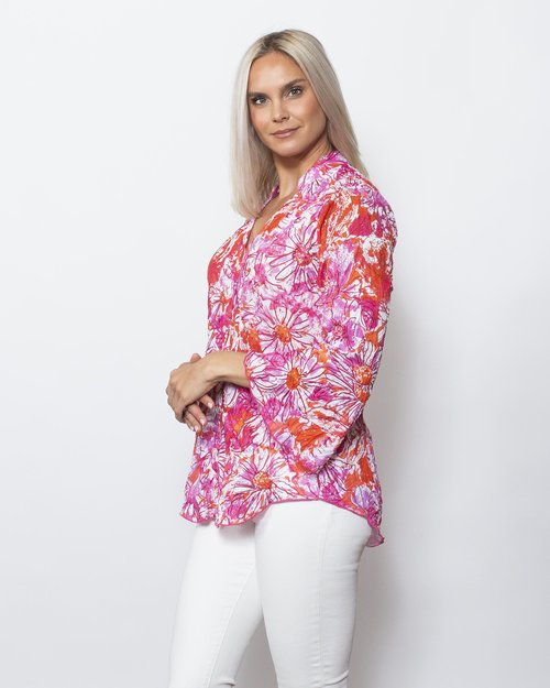 Crinkle Sweetheart Buttoned Blouse