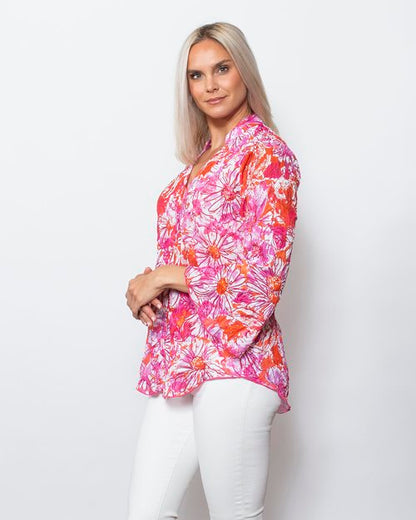 Crinkle Sweetheart Buttoned Blouse