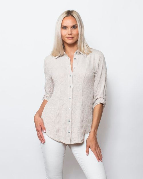 Seersucker Buttoned Blouse