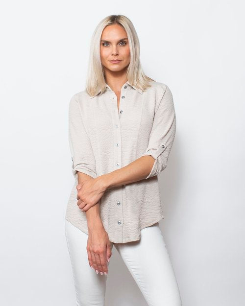 Seersucker Buttoned Blouse