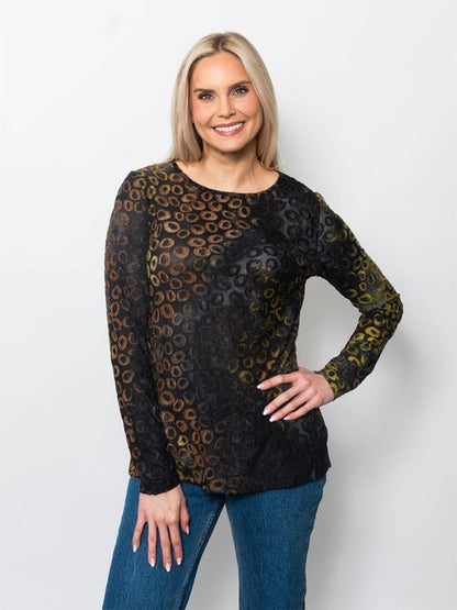 Tie Dyed Burnout Eyelash Long Sleeve Shirt