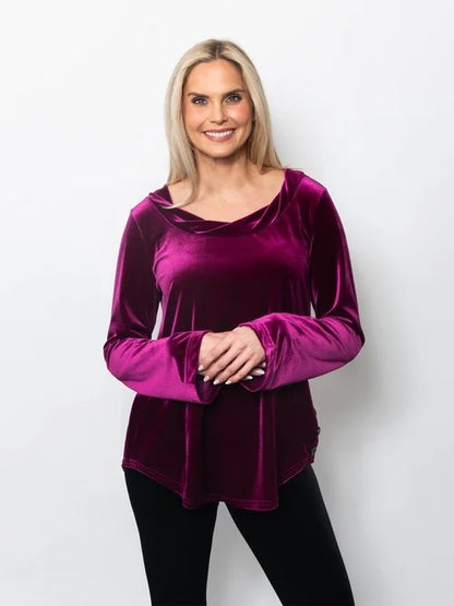 PlushTech Velvet Twisted Neck Top
